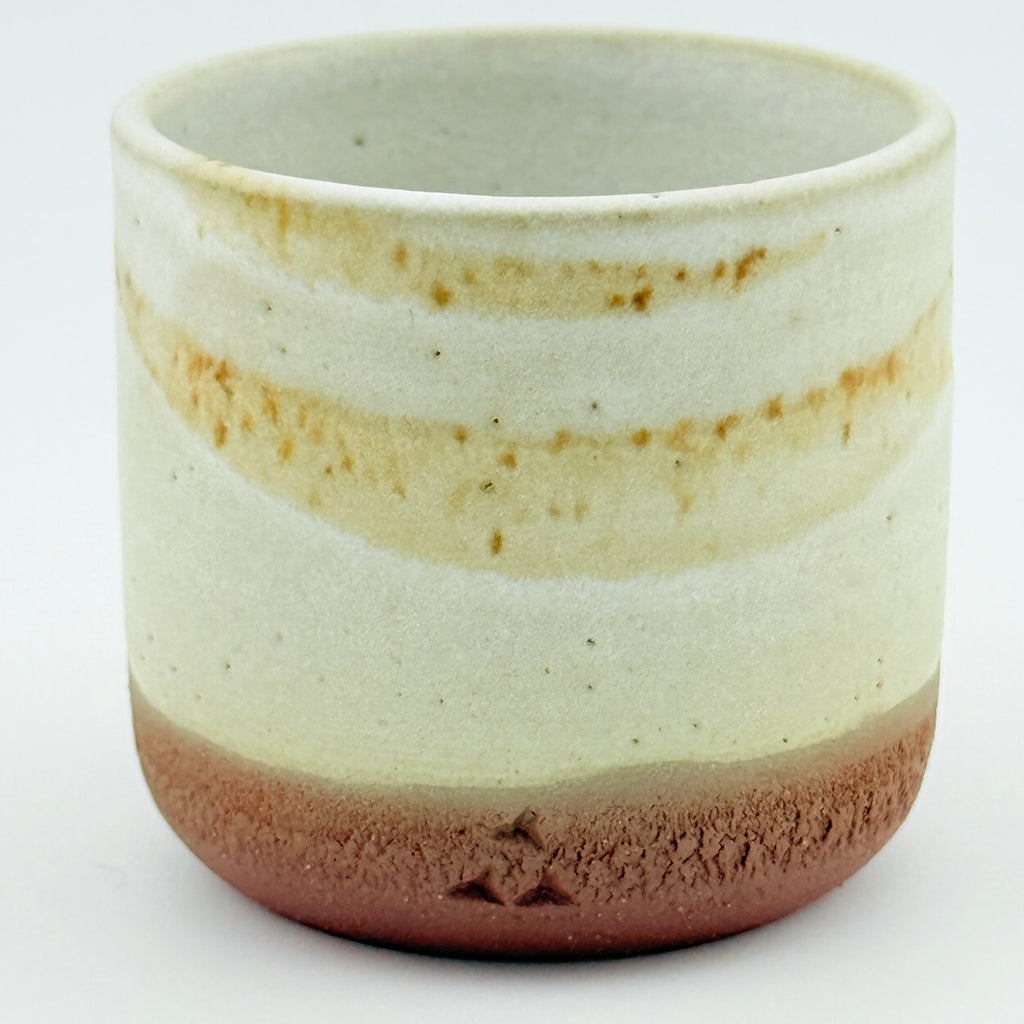 Duo de tasses à café en Grès rouge de récolte du massif de l’Esterel - Émail blanc mat opaque et vanille sablé - Wabi-Sabi