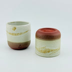 Duo de tasses à café en Grès rouge de récolte du massif de l’Esterel - Émail blanc mat opaque et vanille sablé - Wabi-Sabi