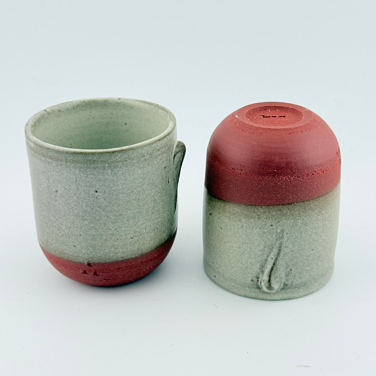 Duo de tasses à café en Grès rouge de récolte du massif de l’Esterel - Émail de Faïence- Wabi-Sabi
