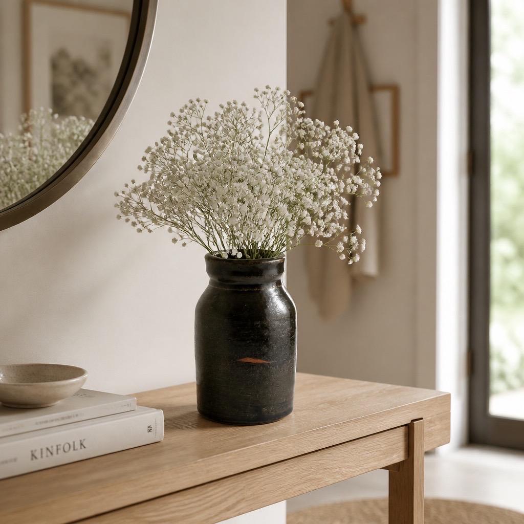 Vase cylindrique en grès blanc sous émail Tenmoku vert profond, tourné à la main par Terres.me.