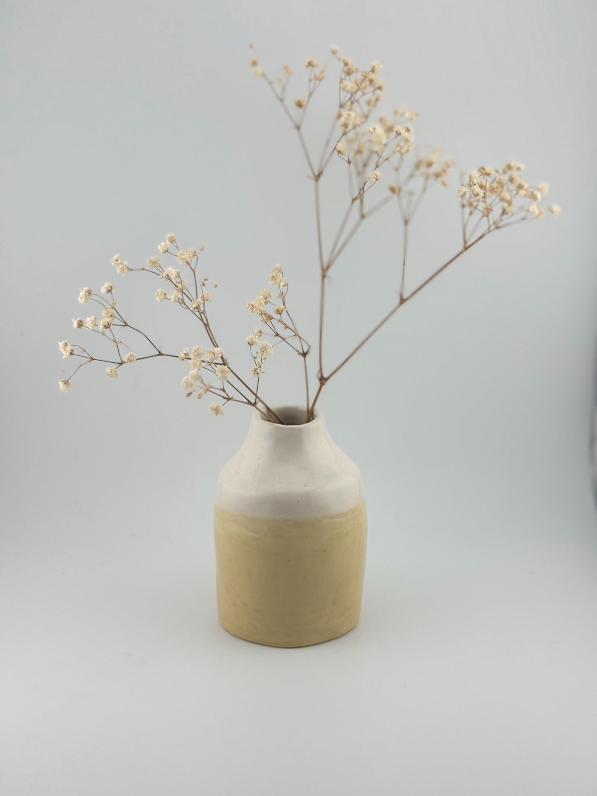 Vase PERLE blanc nacré, faïence artisanale et finition brillante transparente, Terres.me.
